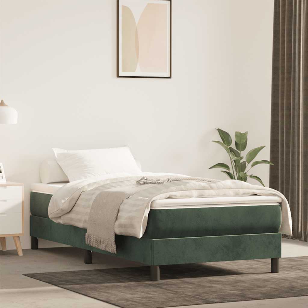 Materasso A Molle 80X200X20 Cm In Velluto Verde Scuro