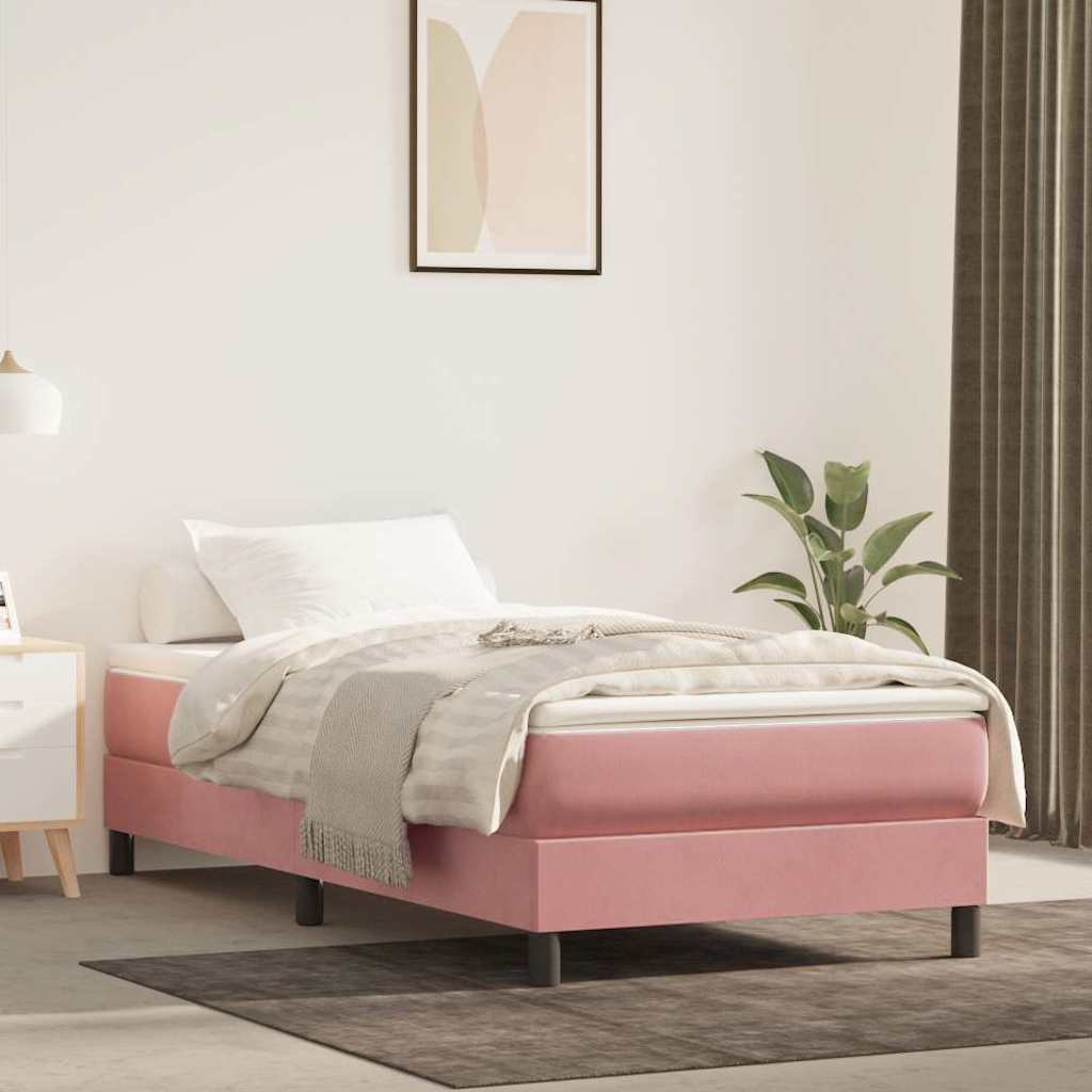 Materasso A Molle Insacchettate 90X210X20 Cm In Velluto Rosa