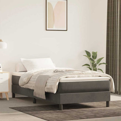 Materasso A Molle 90X210X20 Cm In Velluto Grigio Scuro
