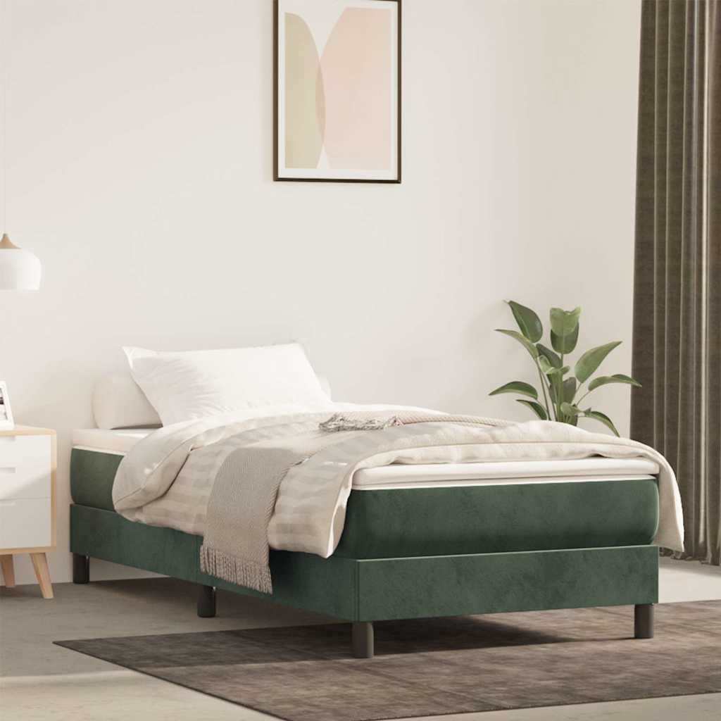 Materasso A Molle 80X200X20 Cm In Velluto Verde Scuro