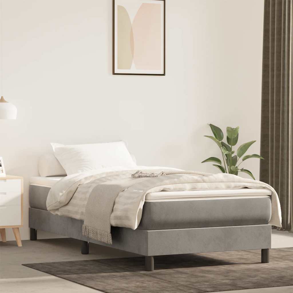 Materasso A Molle 120X190X20 Cm In Velluto Grigio Chiaro