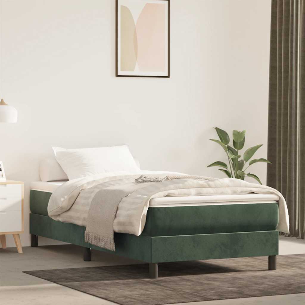 Materasso A Molle 80X200X20 Cm In Velluto Verde Scuro