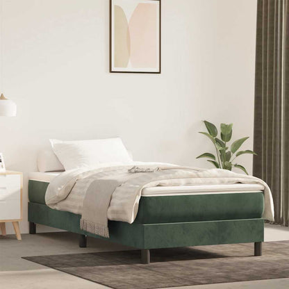 Materasso A Molle 80X200X20 Cm In Velluto Verde Scuro