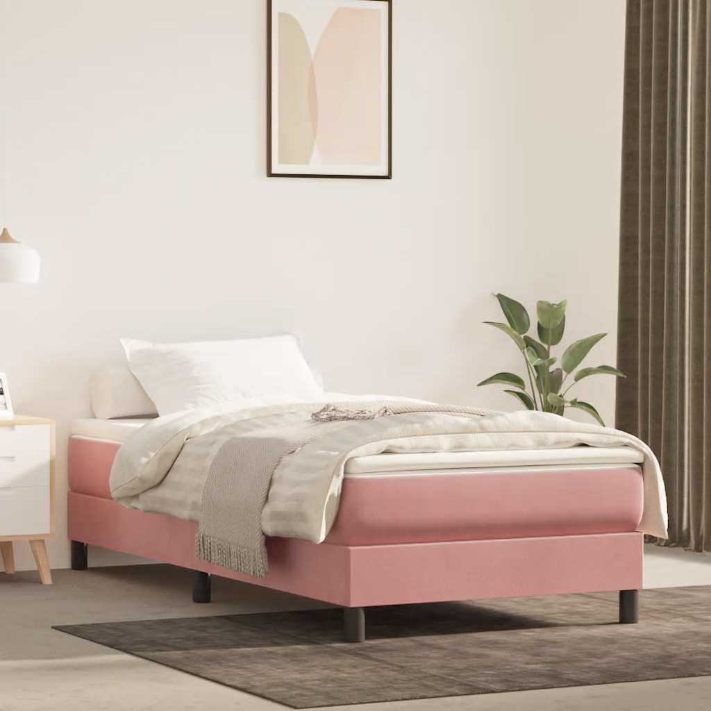 Materasso A Molle Insacchettate 90X210X20 Cm In Velluto Rosa