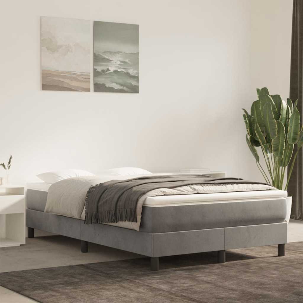 Materasso A Molle 120X190X20 Cm In Velluto Grigio Chiaro