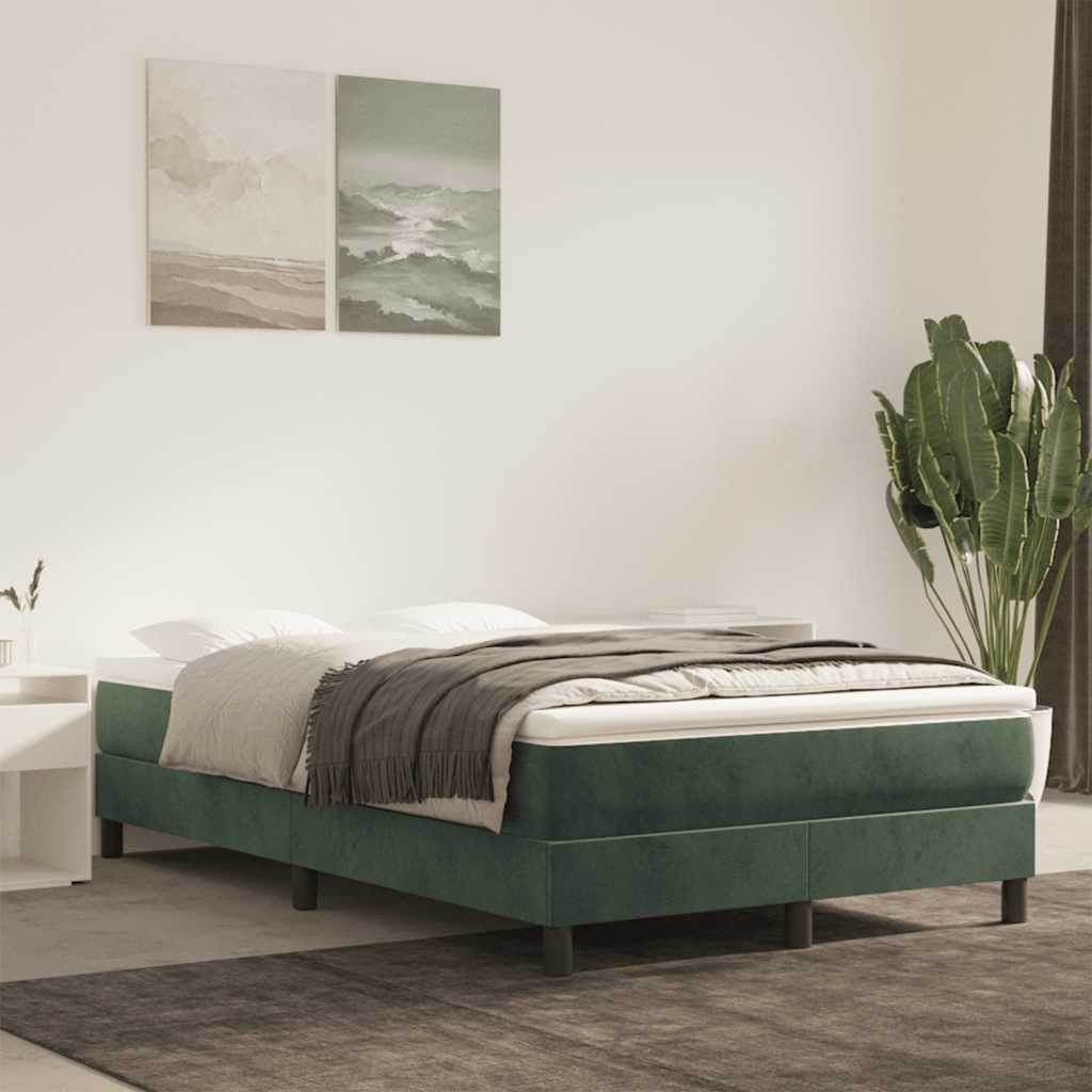 Materasso A Molle 80X200X20 Cm In Velluto Verde Scuro