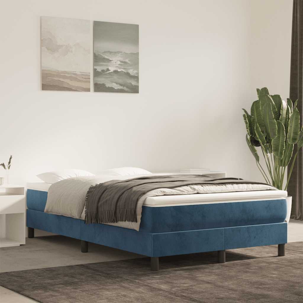 Materasso A Molle 120X190X20 Cm In Velluto Blu Scuro