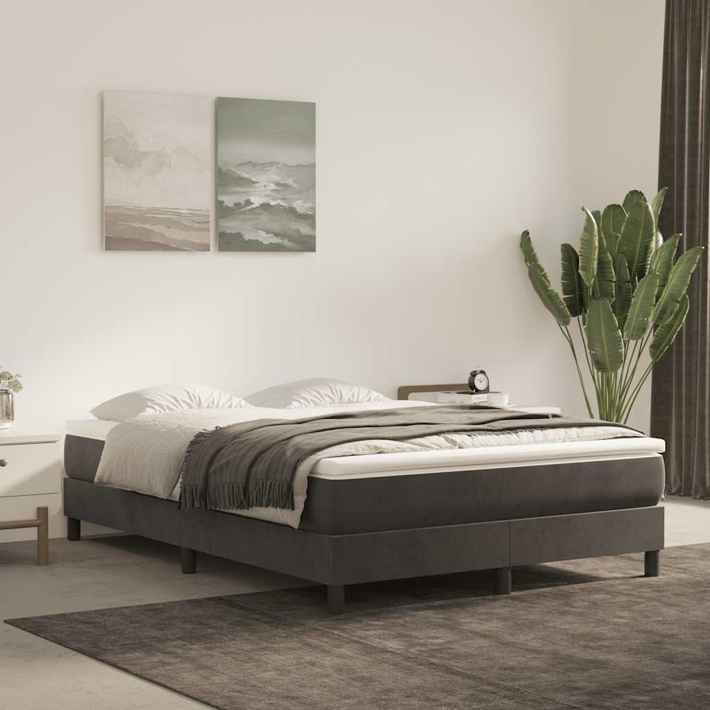 Materasso A Molle 90X210X20 Cm In Velluto Grigio Scuro
