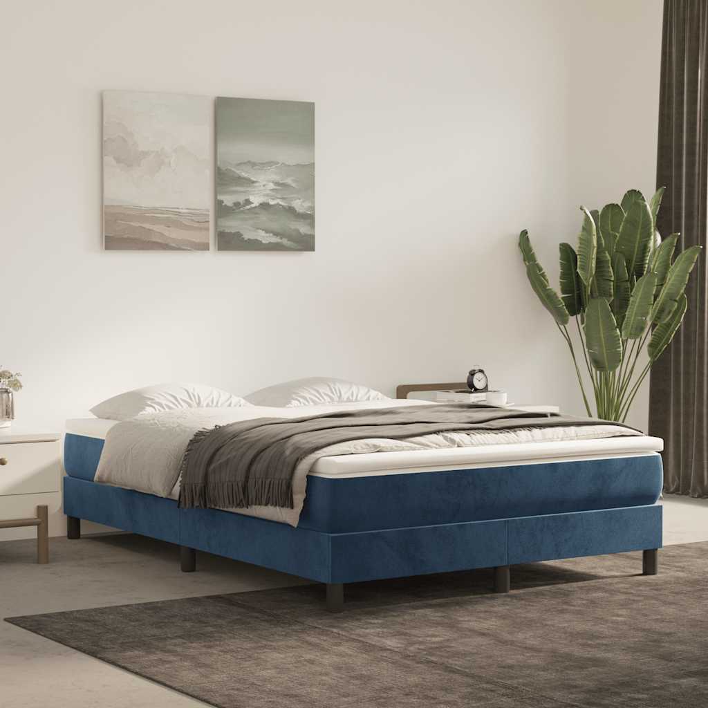 Materasso A Molle 120X190X20 Cm In Velluto Blu Scuro