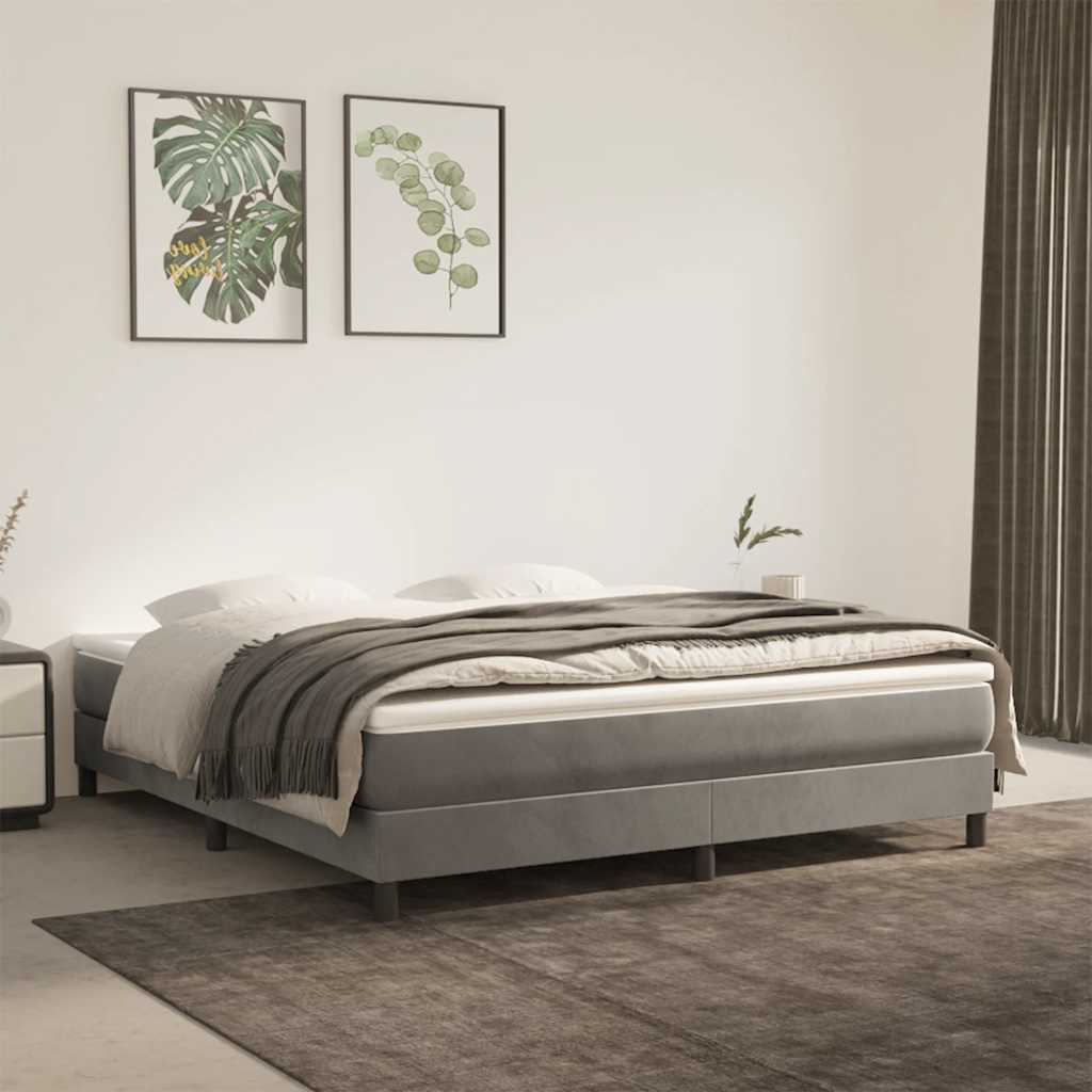 Materasso A Molle 120X190X20 Cm In Velluto Grigio Chiaro