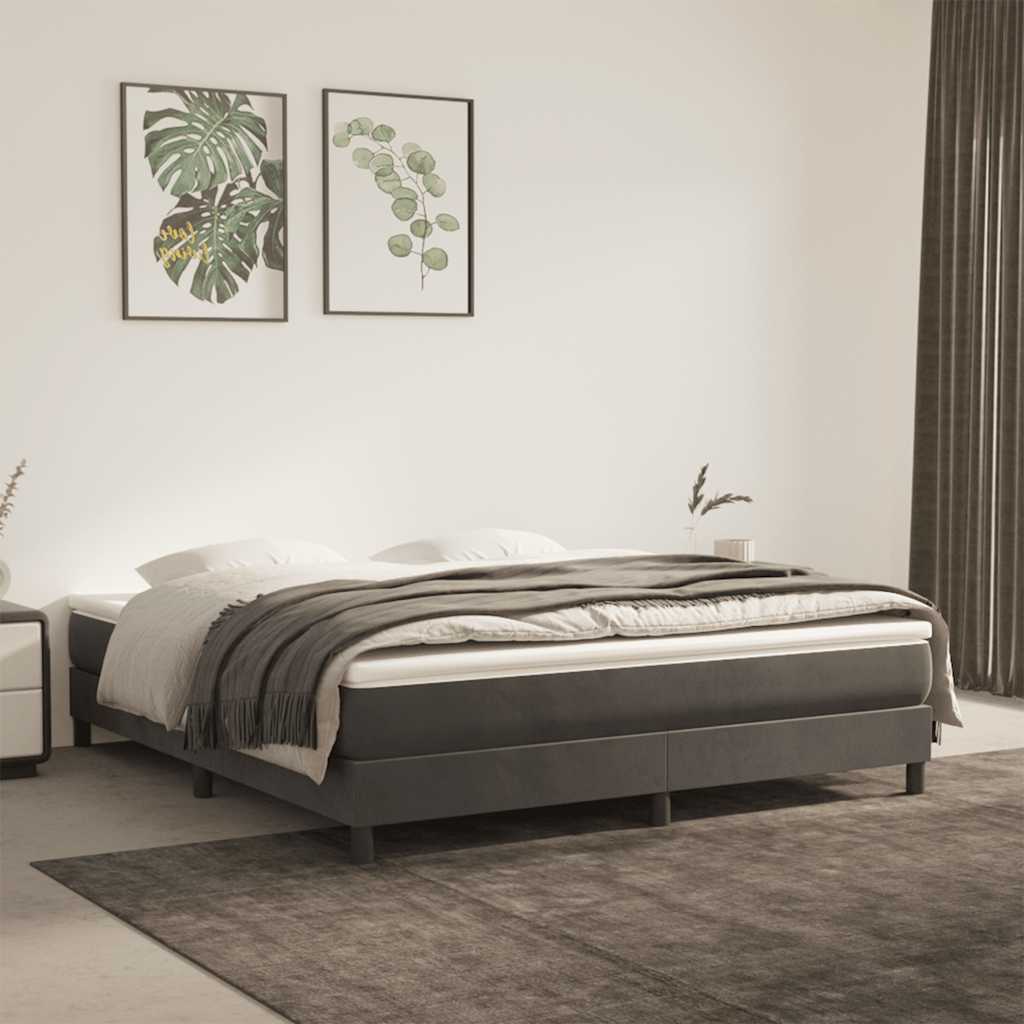 Materasso A Molle 90X210X20 Cm In Velluto Grigio Scuro