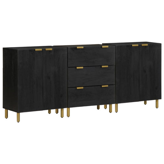 Credenze 3 Pz Nere In Legno Multistrato
