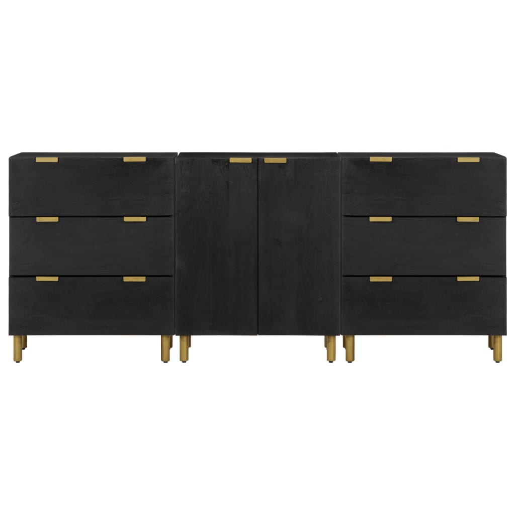 Credenze 3 Pz Nere In Legno Multistrato