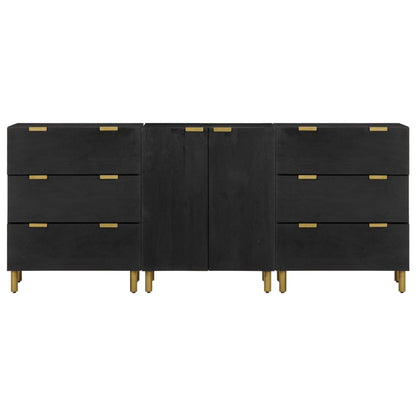 Credenze 3 Pz Nere In Legno Multistrato