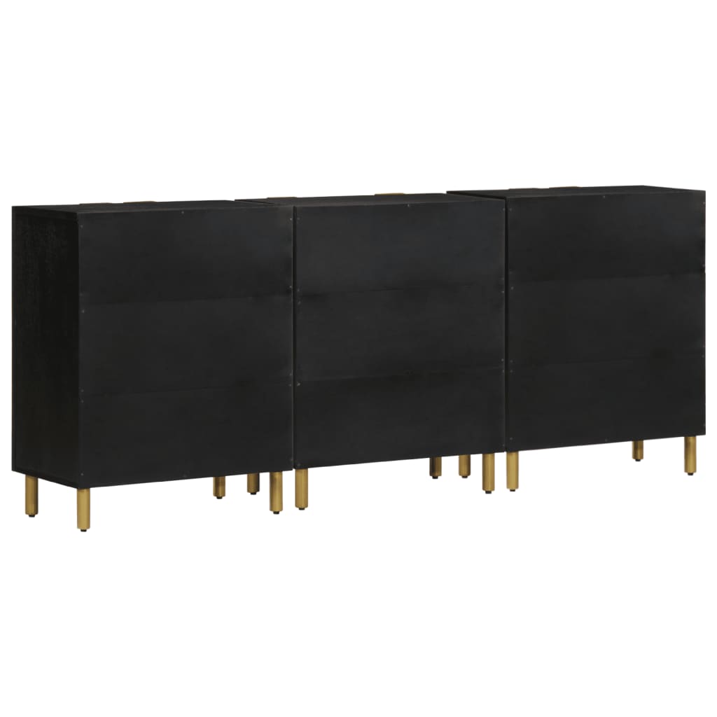 Credenze 3 Pz Nere In Legno Multistrato