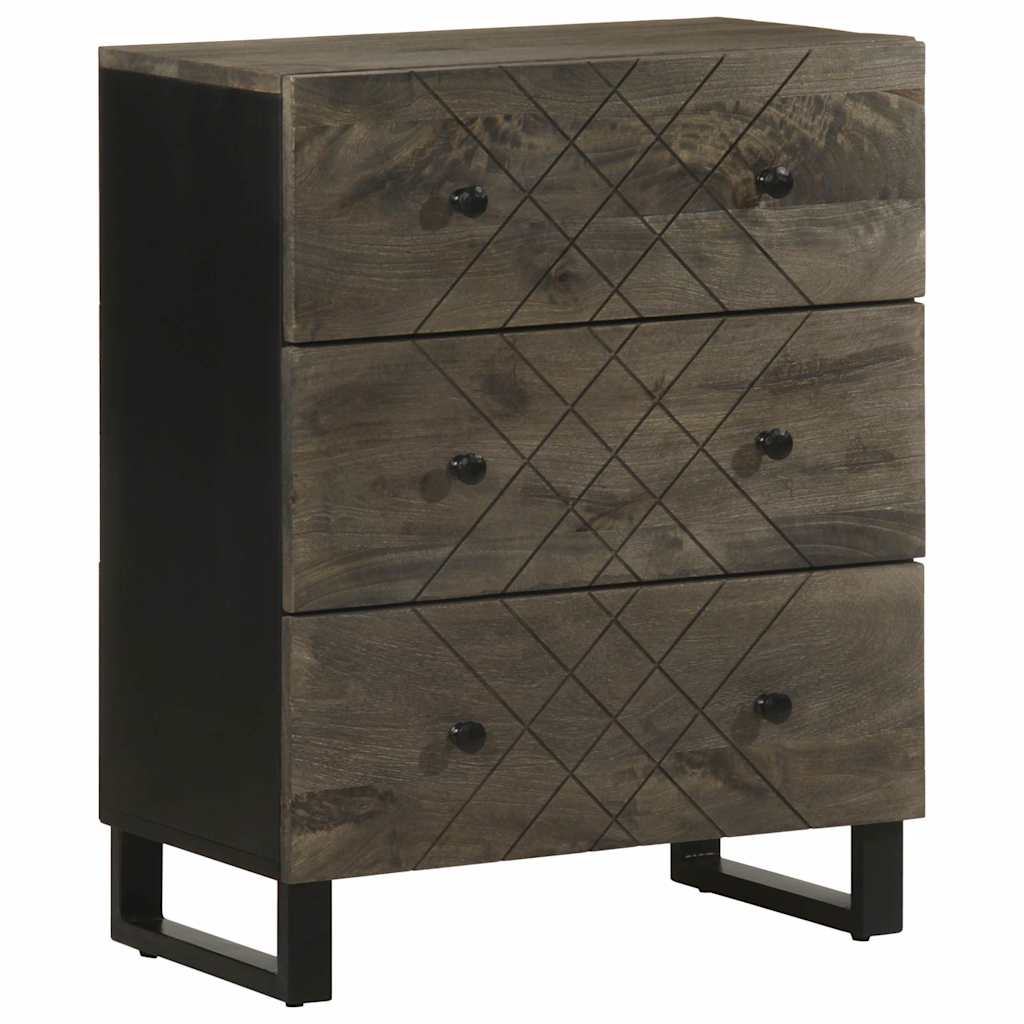 Credenze 2 Pz Nere 60X33X75 Cm In Legno Massello Di Mango