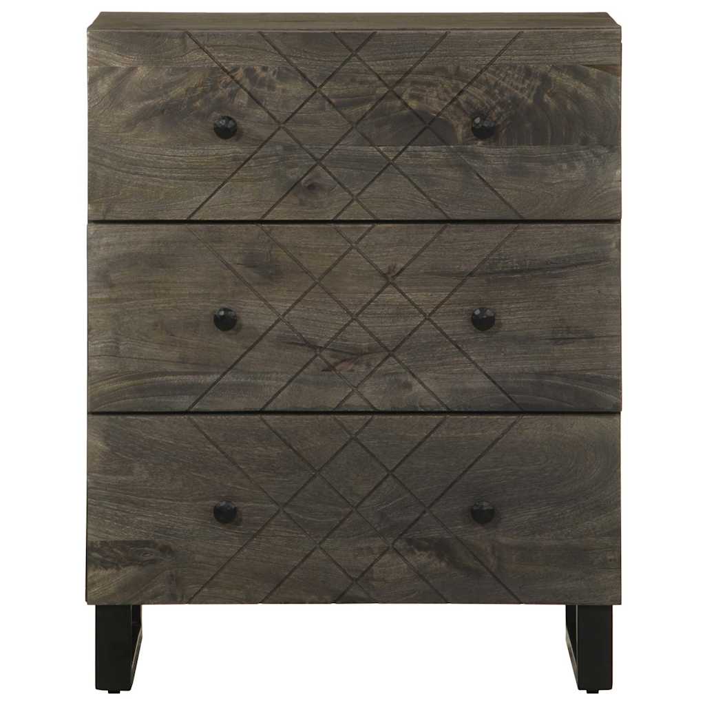 Credenze 2 Pz Nere 60X33X75 Cm In Legno Massello Di Mango