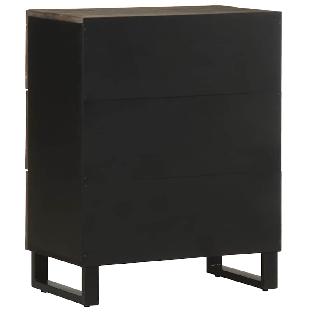 Credenze 2 Pz Nere 60X33X75 Cm In Legno Massello Di Mango
