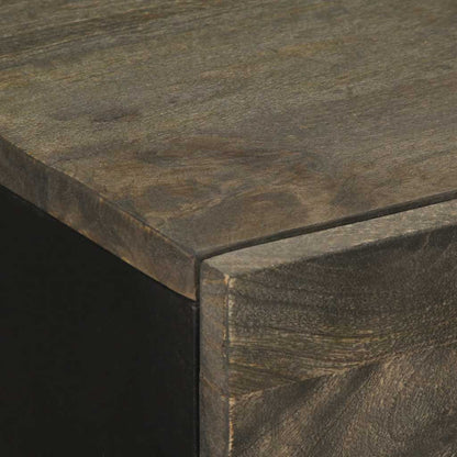 Credenze 2 Pz Nere 60X33X75 Cm In Legno Massello Di Mango