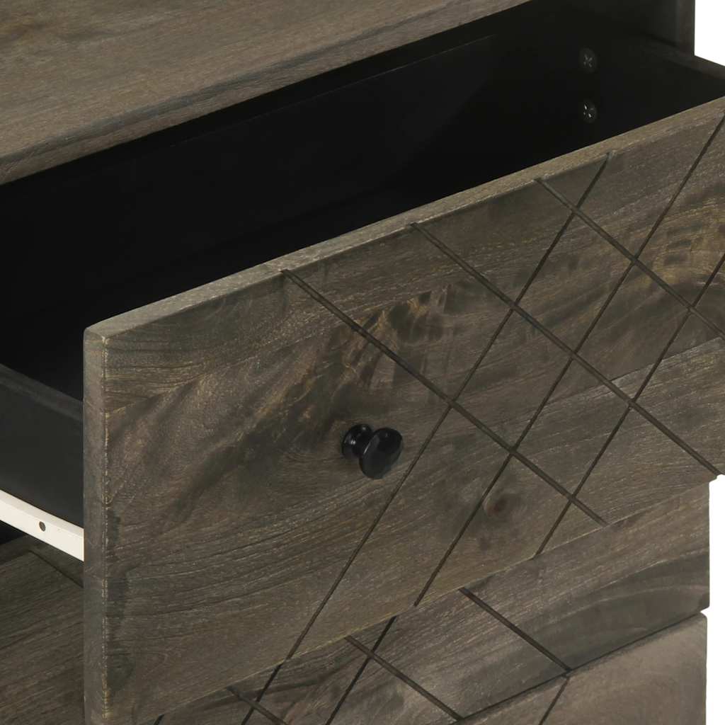 Credenze 2 Pz Nere 60X33X75 Cm In Legno Massello Di Mango