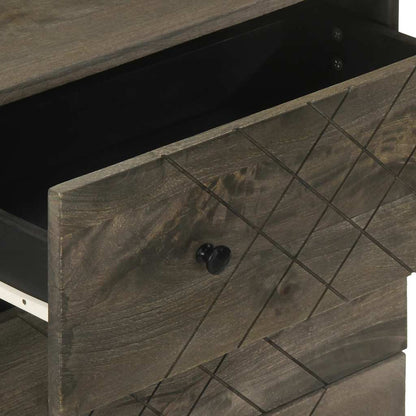 Credenze 2 Pz Nere 60X33X75 Cm In Legno Massello Di Mango