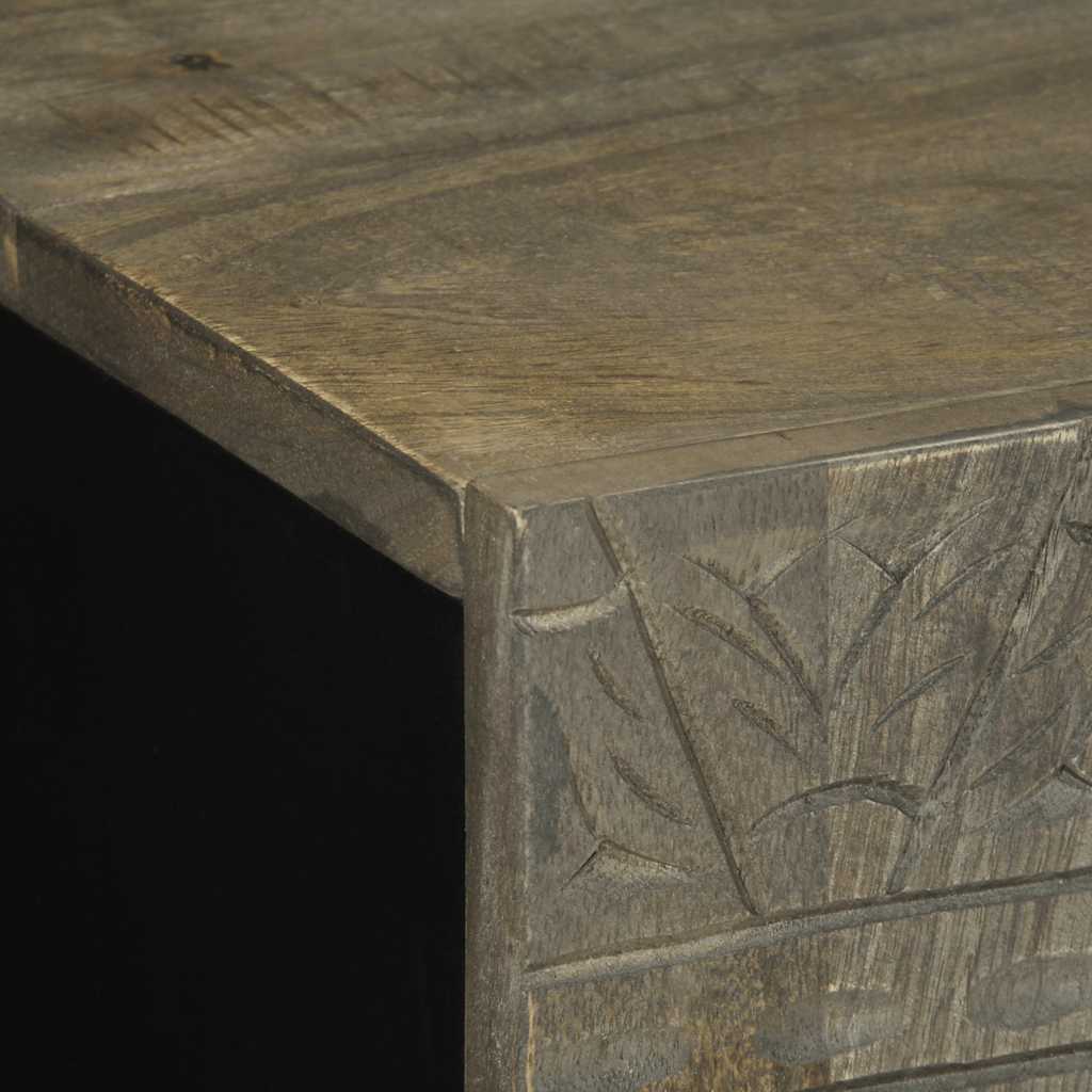 Credenze 3 Pz Grigio Chiaro 60X33,5X75 Cm Legno Massello Mango Nero