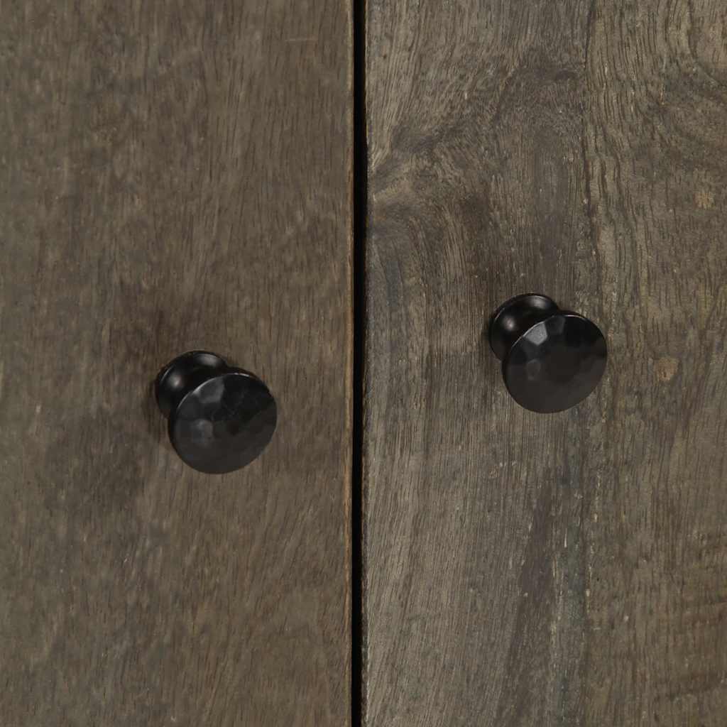 Credenze 3 Pz Grigio Chiaro 60X33,5X75 Cm Legno Massello Mango Nero
