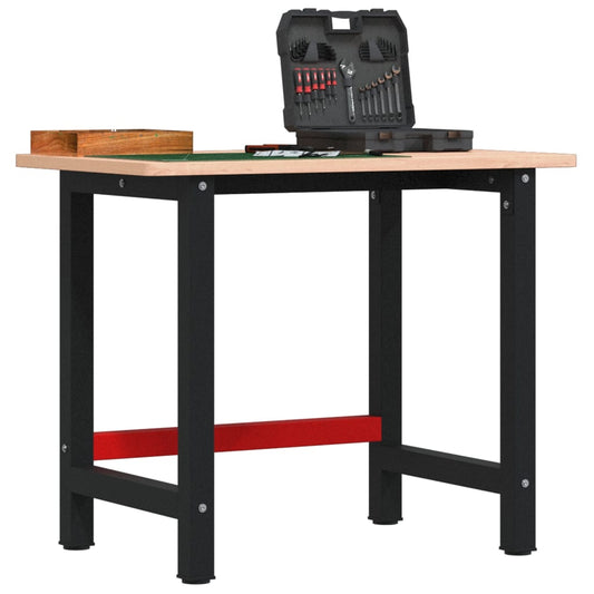 Banco Lavoro 100X60X81,5 Cm Legno Massello Faggio Rettangolare