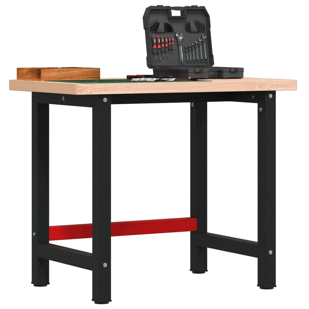 Banco Lavoro 100X60X81,5 Cm Legno Massello Faggio Rettangolare