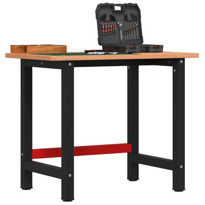 Banco Lavoro 100X60X81,5 Cm Legno Massello Faggio Rettangolare