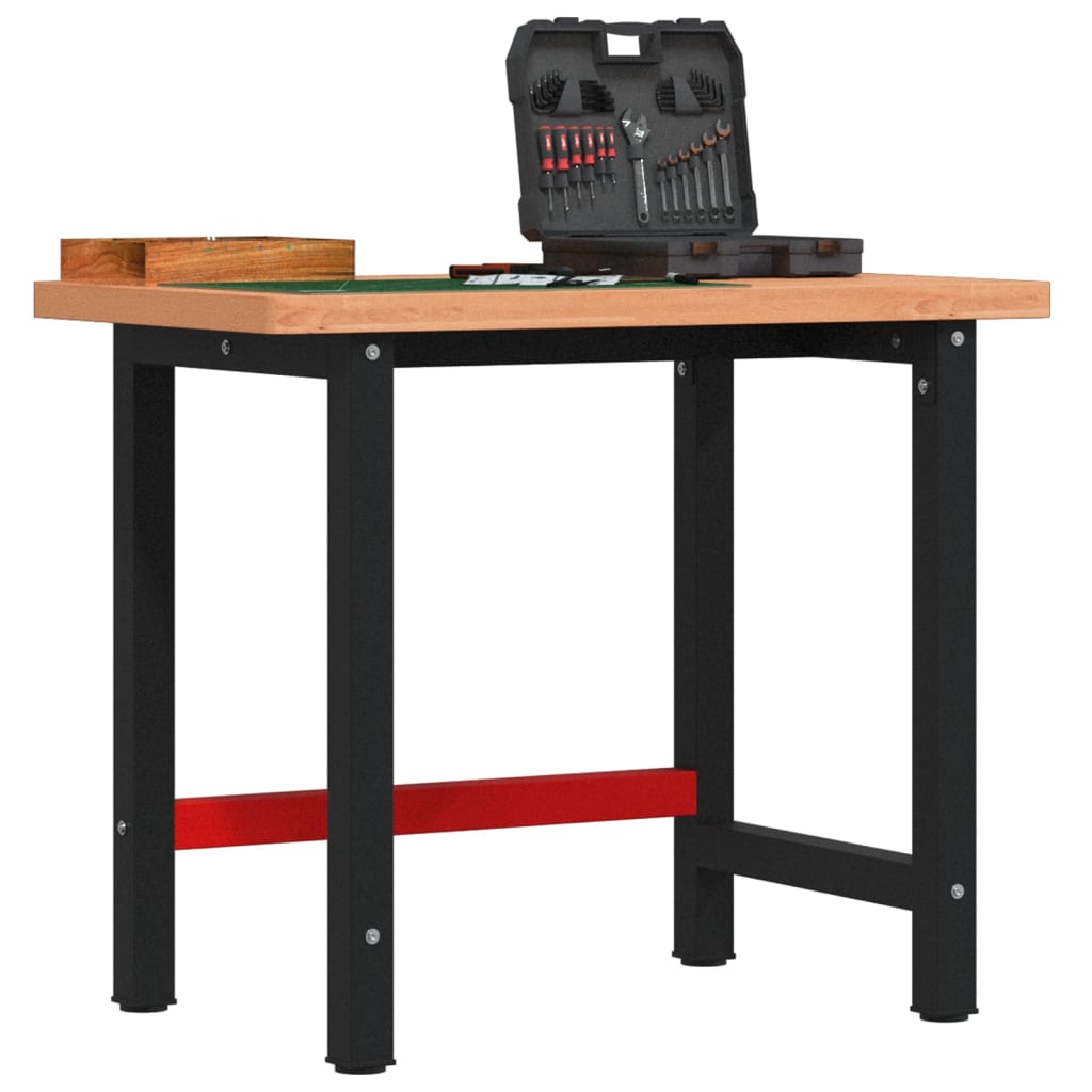 Banco Lavoro 100X60X81,5 Cm Legno Massello Faggio Rettangolare