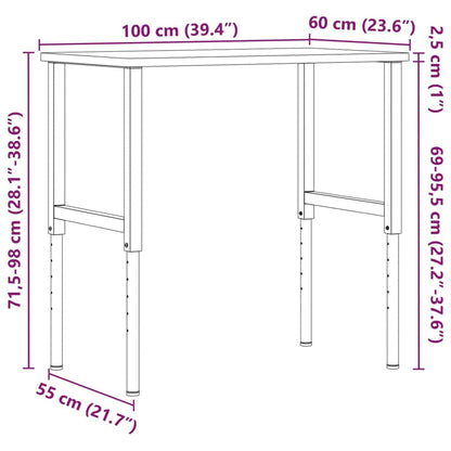Banco Da Lavoro 100X60X(71,5-98) Cm Legno Faggio Rettangolare