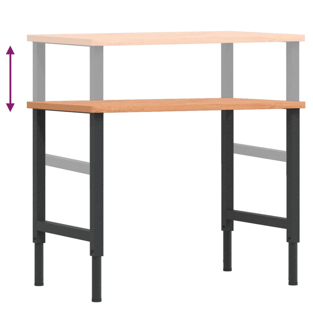 Banco Da Lavoro 100X60X(71,5-98) Cm Legno Faggio Rettangolare
