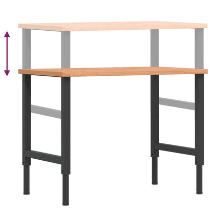 Banco Da Lavoro 100X60X(71,5-98) Cm Legno Faggio Rettangolare
