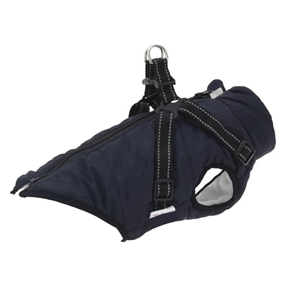 Cappotto Cani Imbracatura Impermeabile Riflettente Blu Navy