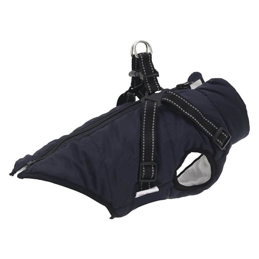 Cappotto Cani Imbracatura Impermeabile Riflettente Blu Navy