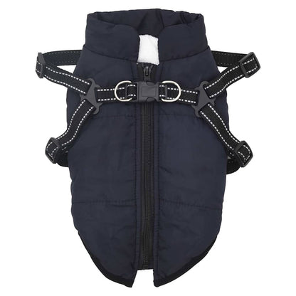 Cappotto Cani Imbracatura Impermeabile Riflettente Blu Navy