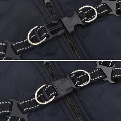 Cappotto Cani Imbracatura Impermeabile Riflettente Blu Navy