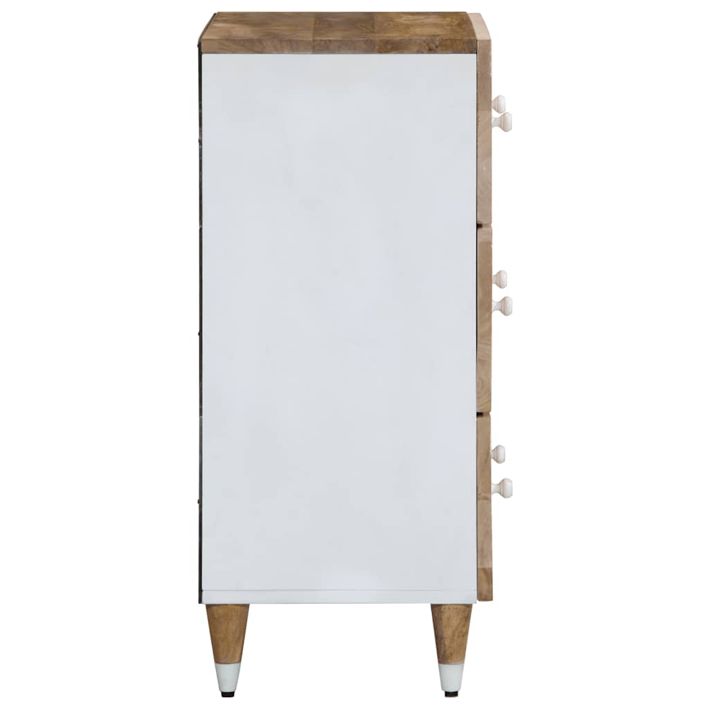 Credenze 2 Pz 60X33,5X75 Cm In Legno Massello Di Mango Nero