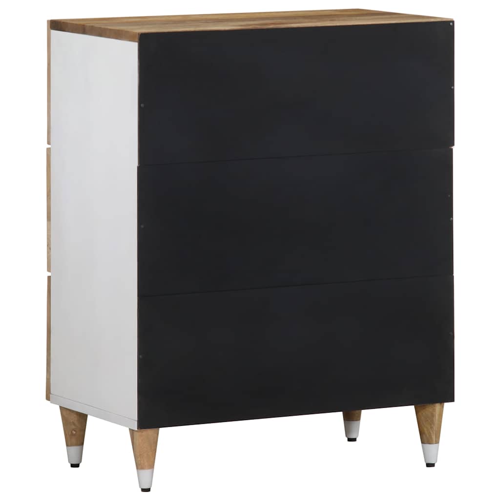 Credenze 2 Pz 60X33,5X75 Cm In Legno Massello Di Mango Nero