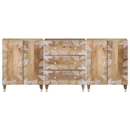 Credenze 3 Pz 60X33,5X75 Cm In Legno Massello Di Mango