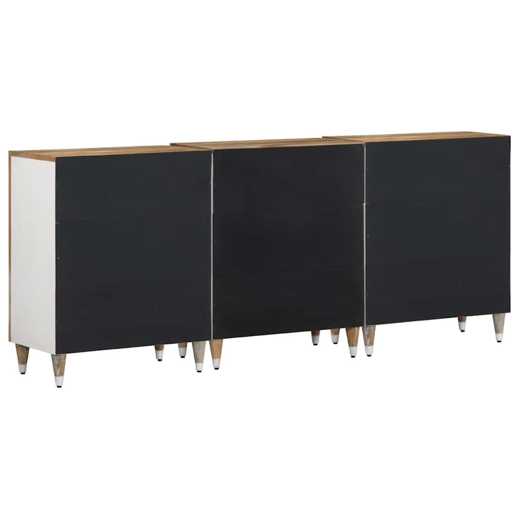 Credenze 3 Pz 60X33,5X75 Cm In Legno Massello Di Mango