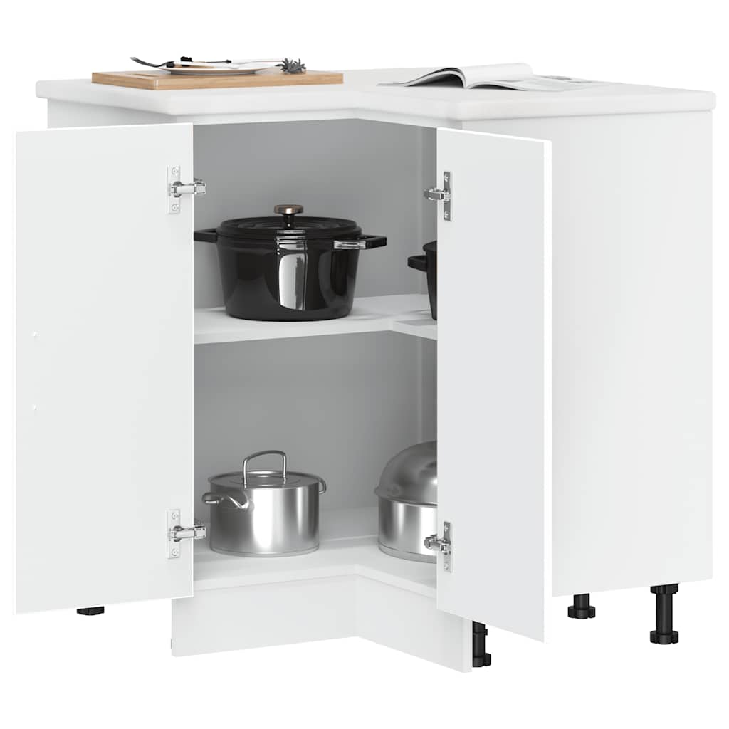 Mobile Base Ad Angolo Cucina Lucca In Legno Multistrato Bianco