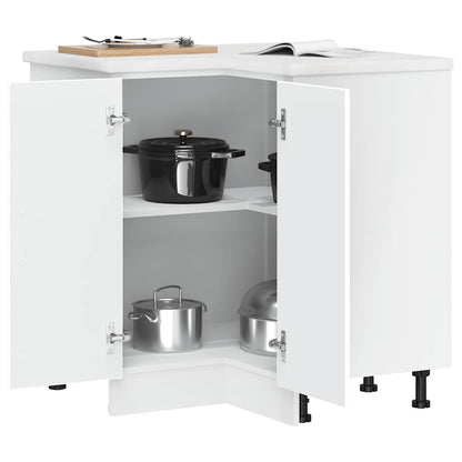 Mobile Base Ad Angolo Cucina Lucca In Legno Multistrato Bianco