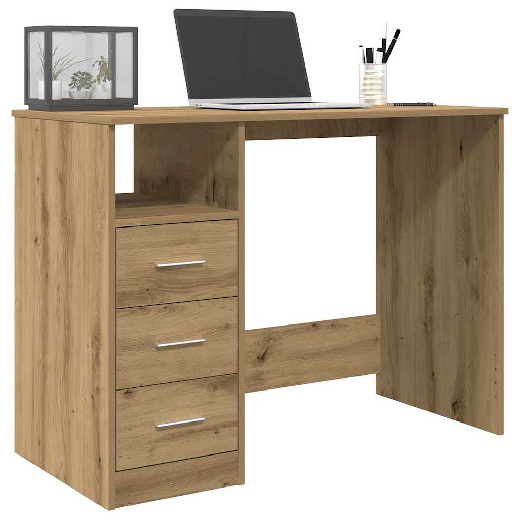 Scrivania Con Cassetti Nera 102X50X76 Cm In Legno Multistrato