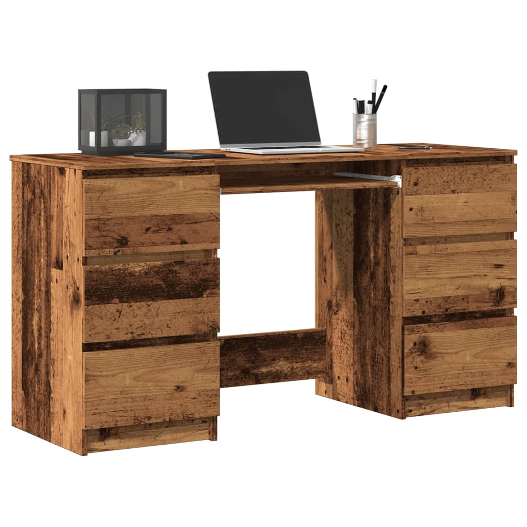 Scrivania Nera 140X50X77 Cm In Legno Multistrato