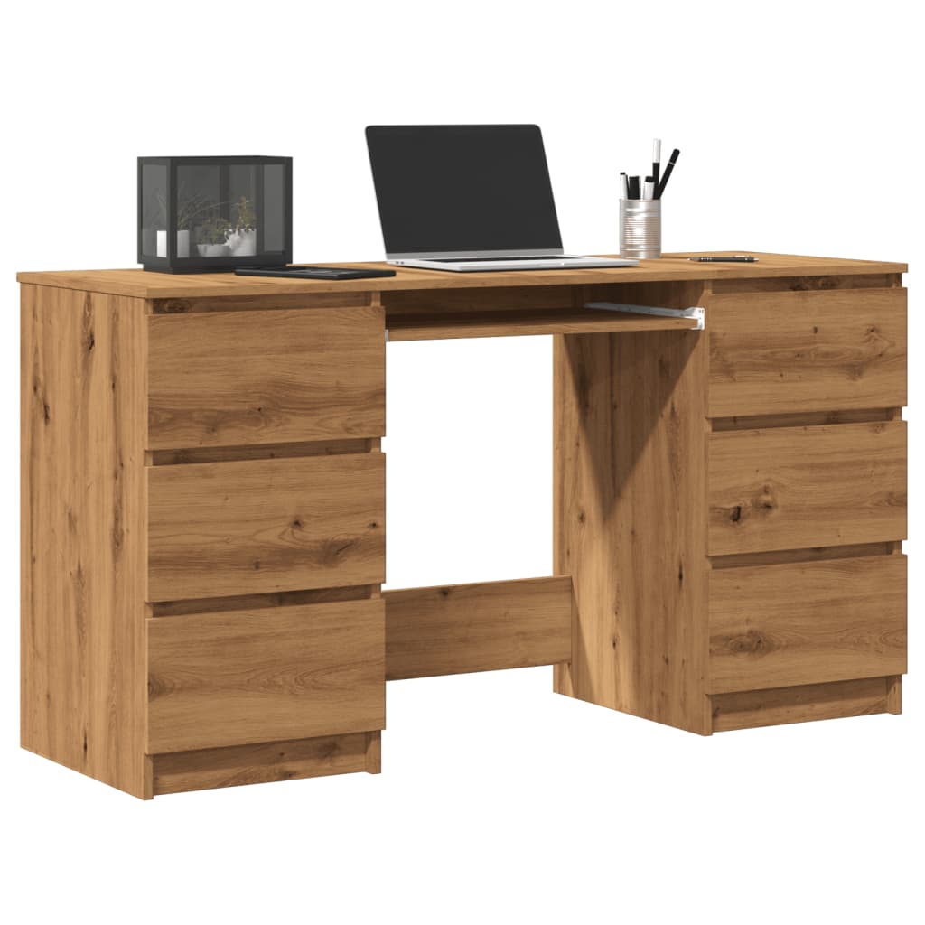Scrivania Nera 140X50X77 Cm In Legno Multistrato