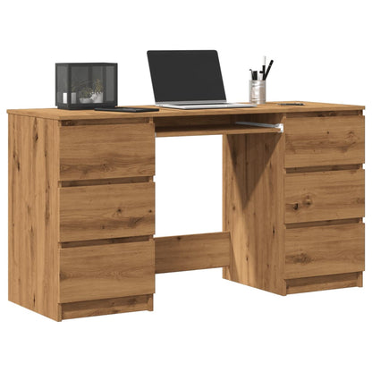 Scrivania Nera 140X50X77 Cm In Legno Multistrato