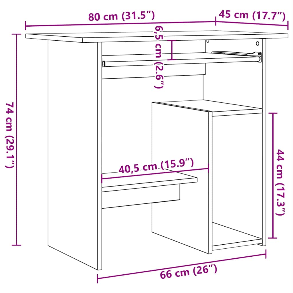 Scrivania 80X45X74 Cm In Legno Multistrato