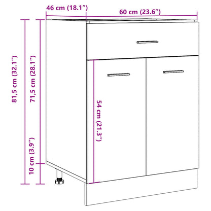 Cassettiera “Lyon” Inferiore 60X46X81,5 Cm Legno Antico